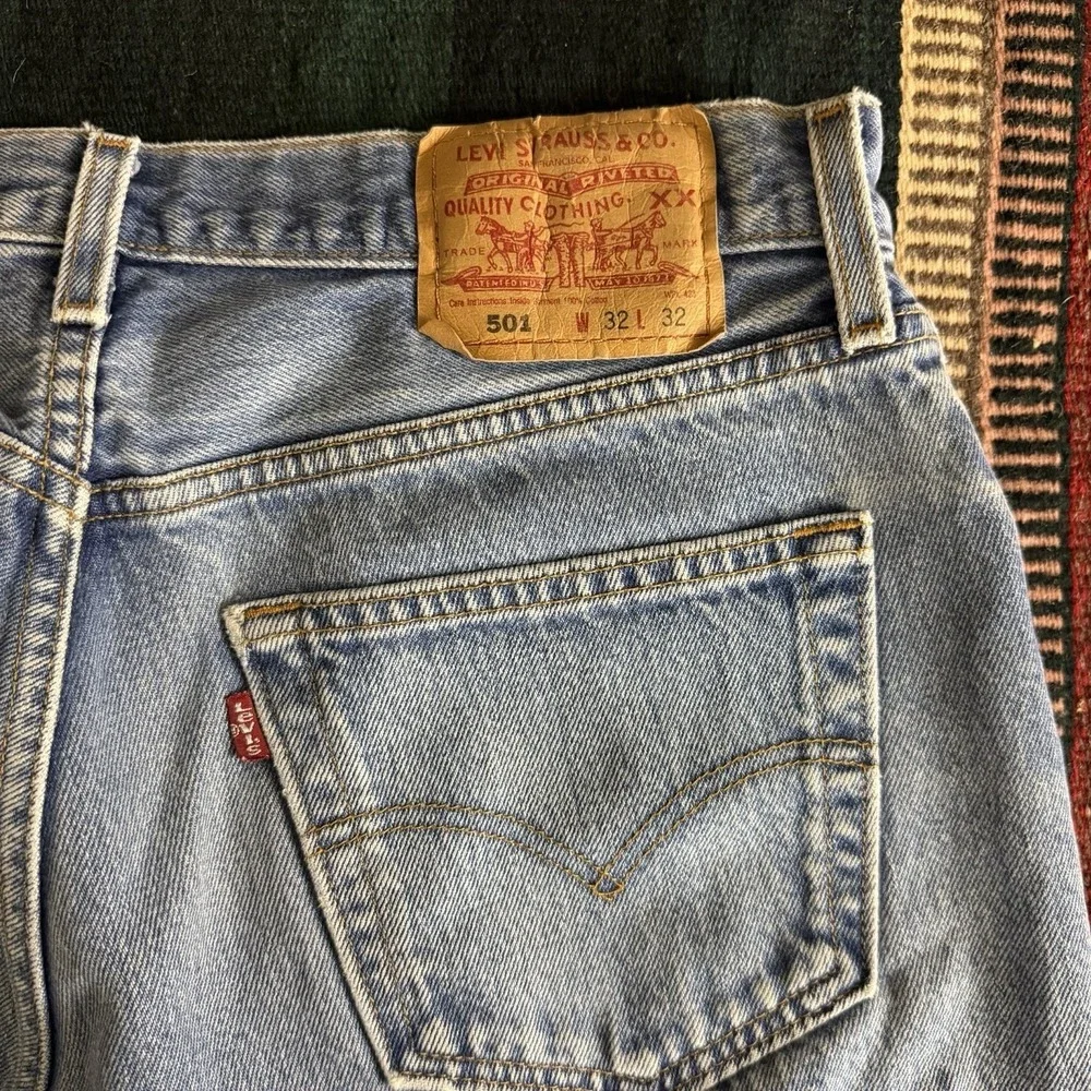 Vintage 90s Levi's 501XX Jeans Sz 32x32 Blue Straight Leg Button Fly Grunge